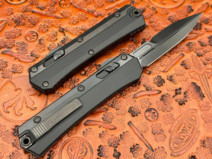 Microtech Glykon DLC Shadow DLC Bayonet Blade DLC Hardware Nickel Boron Internals 184-1 DLCTSH - Tristar Edge