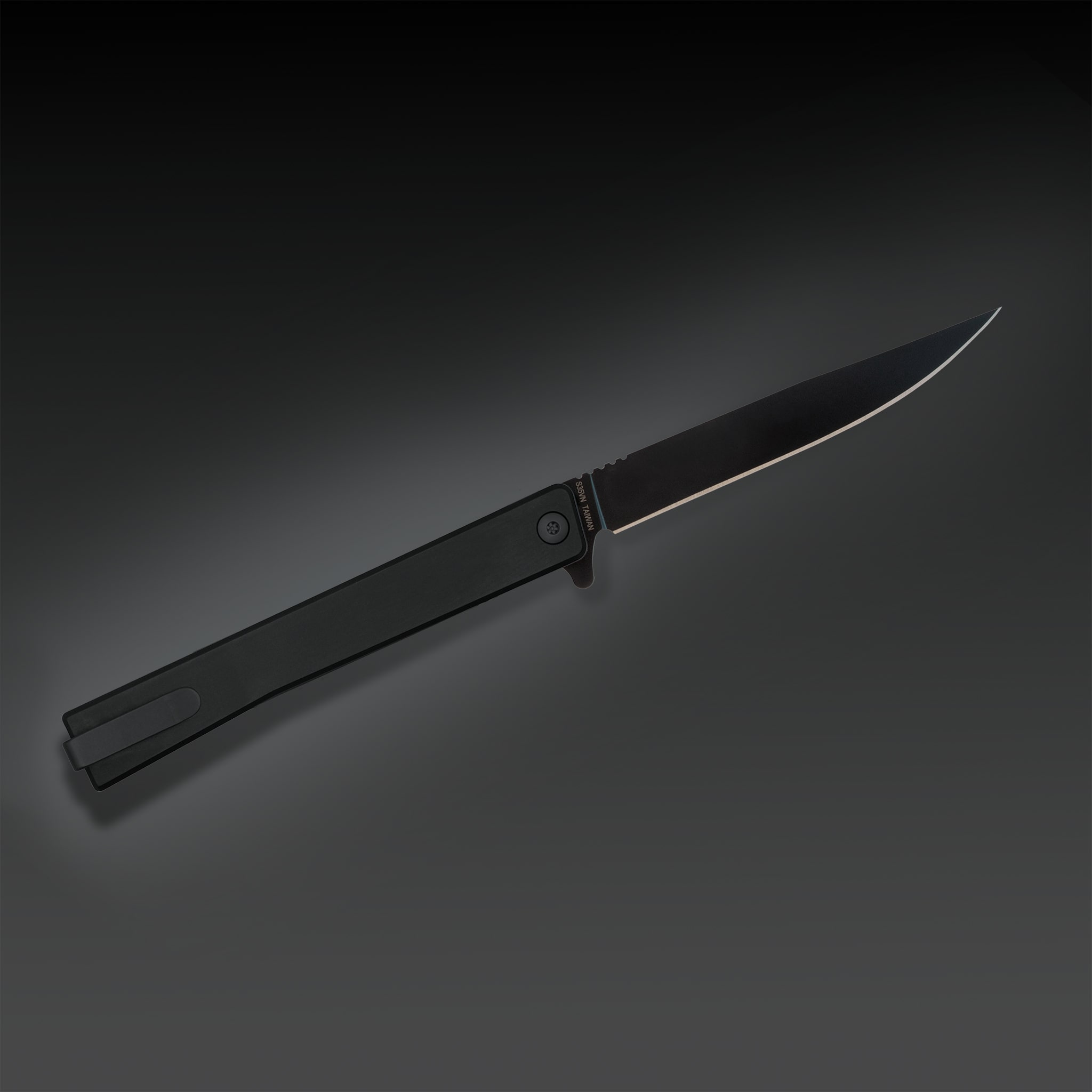Solstice Black Titanium Drop Point - Tristar Edge