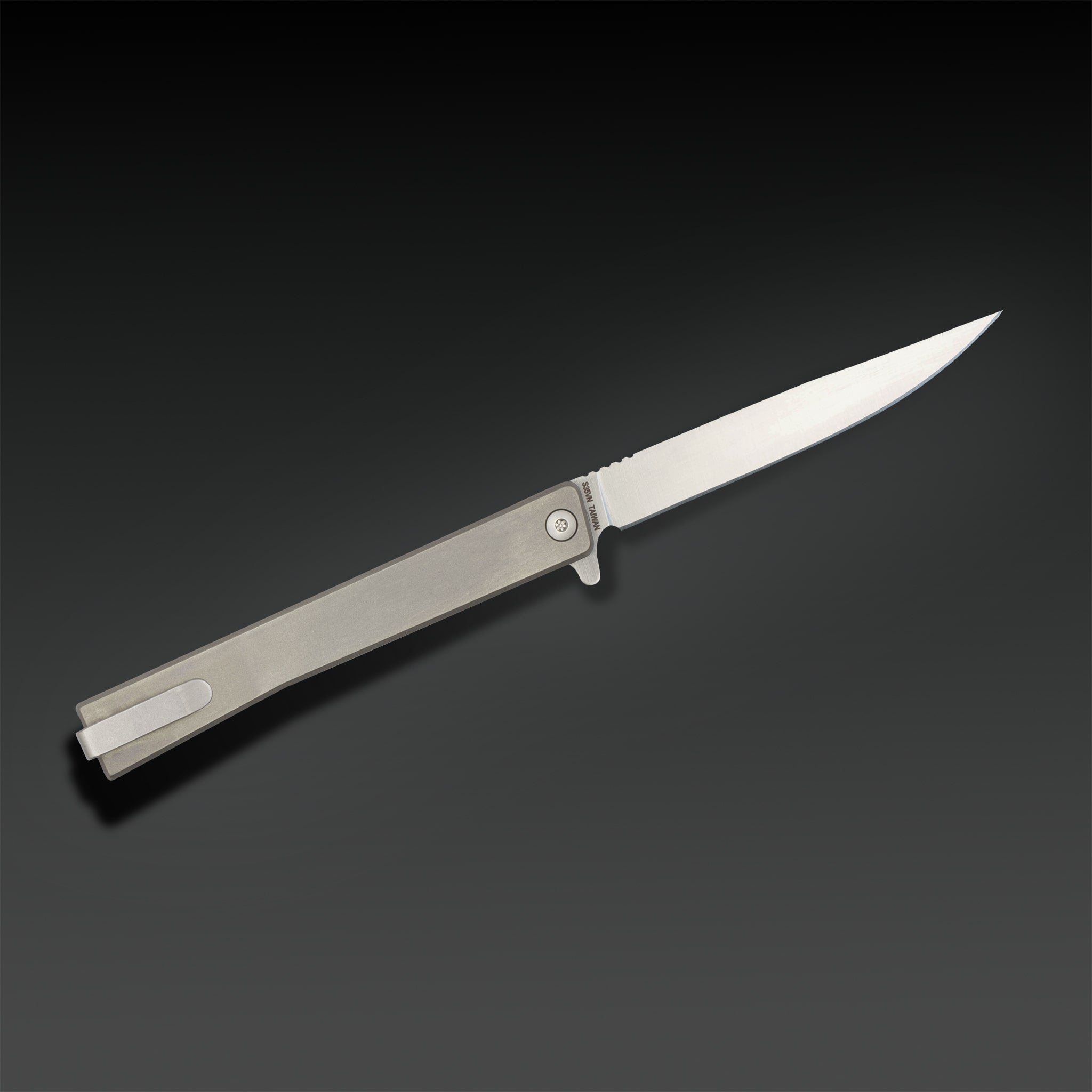 Solstice Satin Titanium Drop Point - Tristar Edge