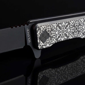 Solstice Titanium Engraved Fleur De Lis Black PVD - Tristar Edge