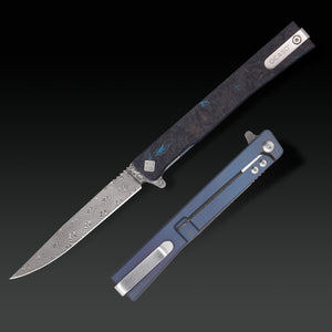 Damascus Solstice Fat Carbon Blue - Tristar Edge