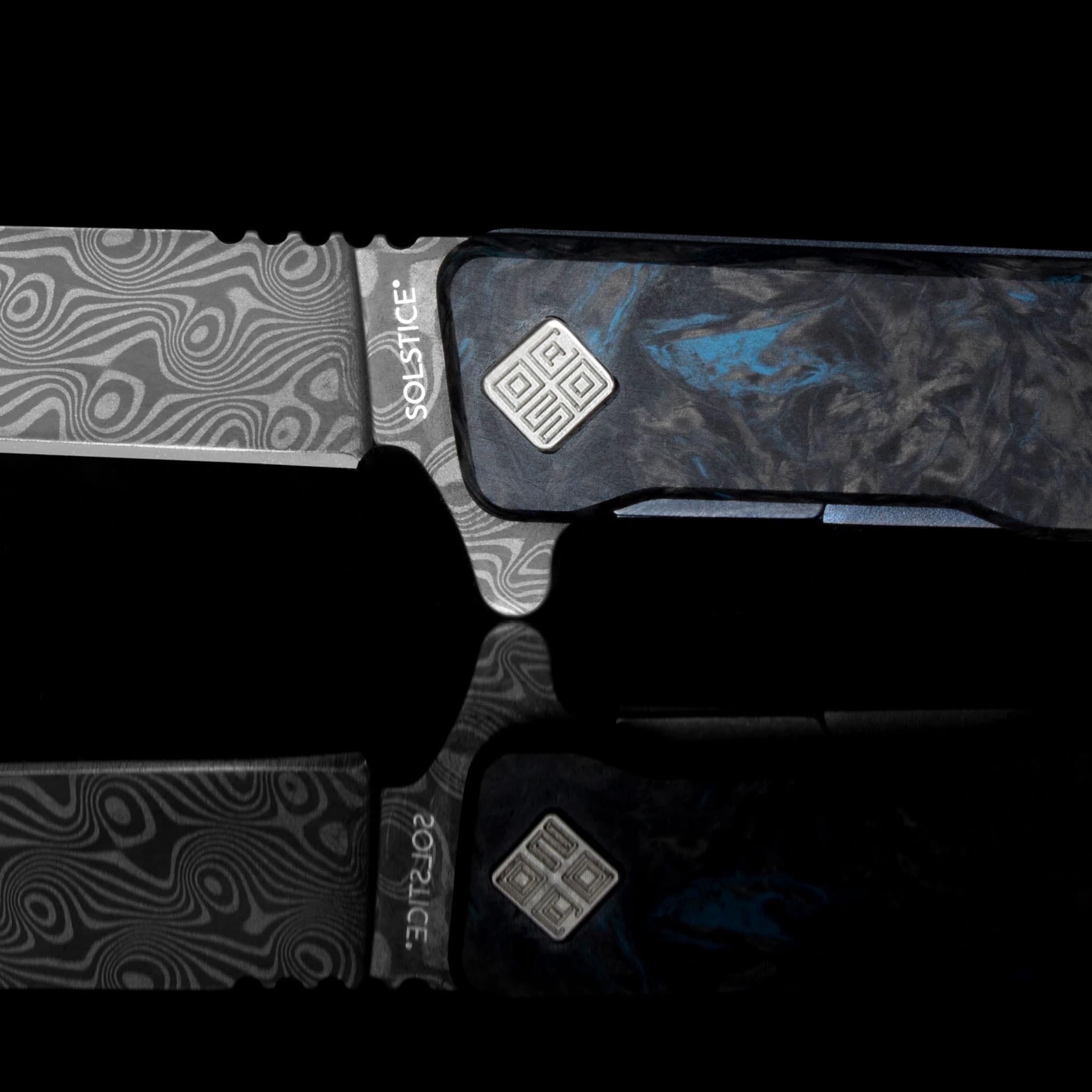 Damascus Solstice Fat Carbon Blue - Tristar Edge