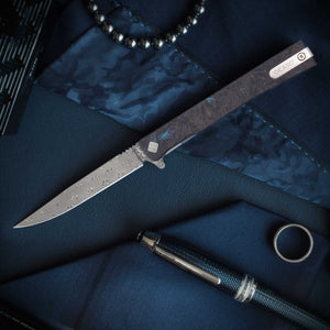 Damascus Solstice Fat Carbon Blue - Tristar Edge