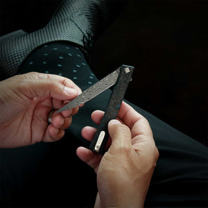 Damascus Solstice Fat Carbon Blue - Tristar Edge