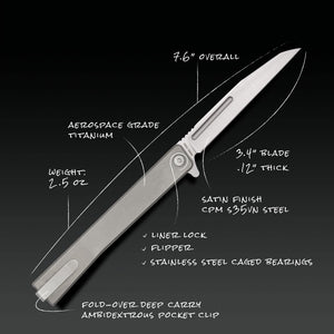 Solstice Satin Wharncliffe Titanium - Tristar Edge