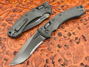 Microtech Amphibian Ram-Lok Fluted Carbon Fiber DLC Partial Serrated DLC Hardware 137RL-2 DLCFLCFS - Tristar Edge