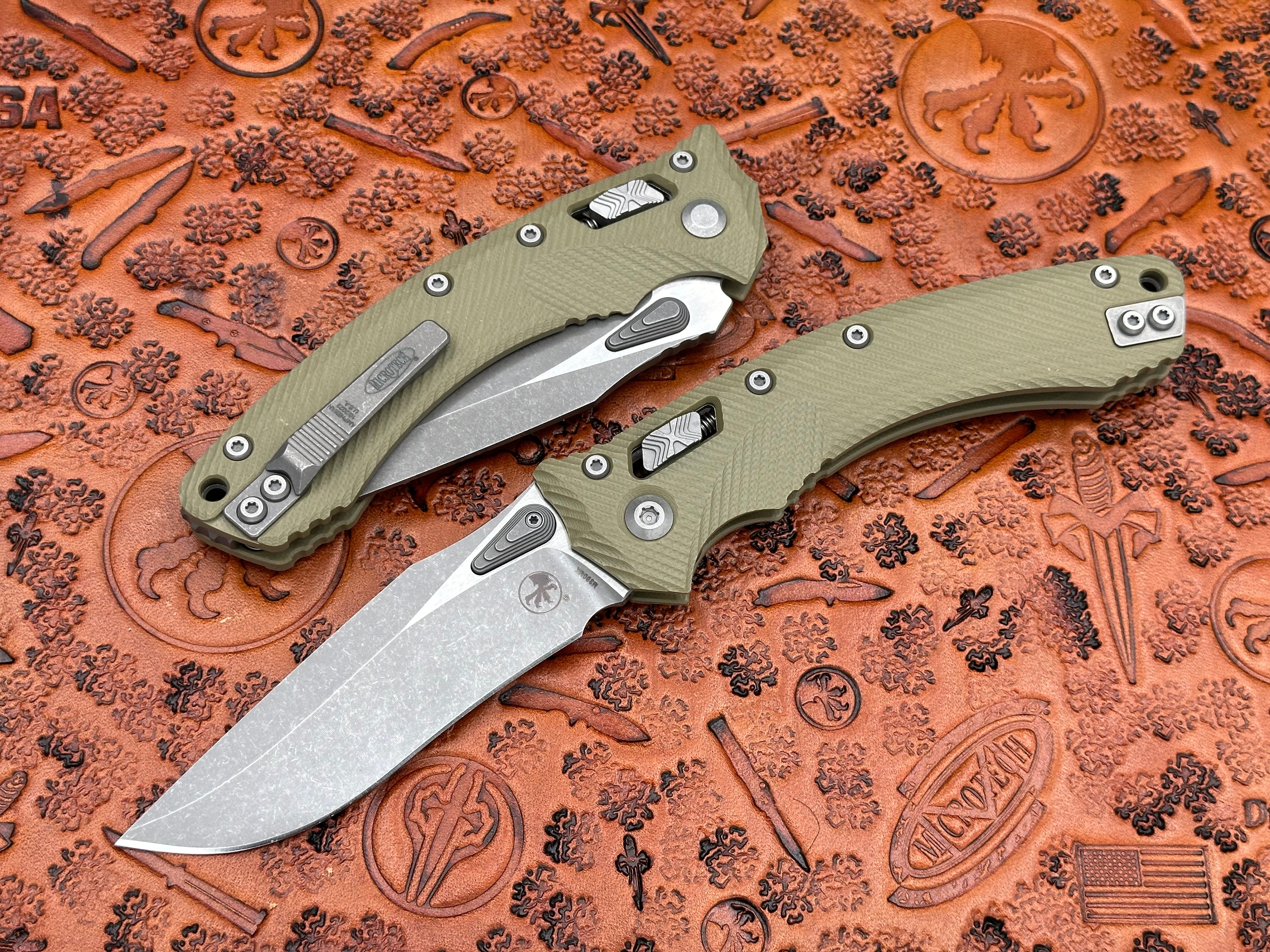 Microtech Knives Amphibian RAM-LOK Fluted G-10 OD Green Apocalyptic 137RL-10APFLGTOD - Tristar Edge