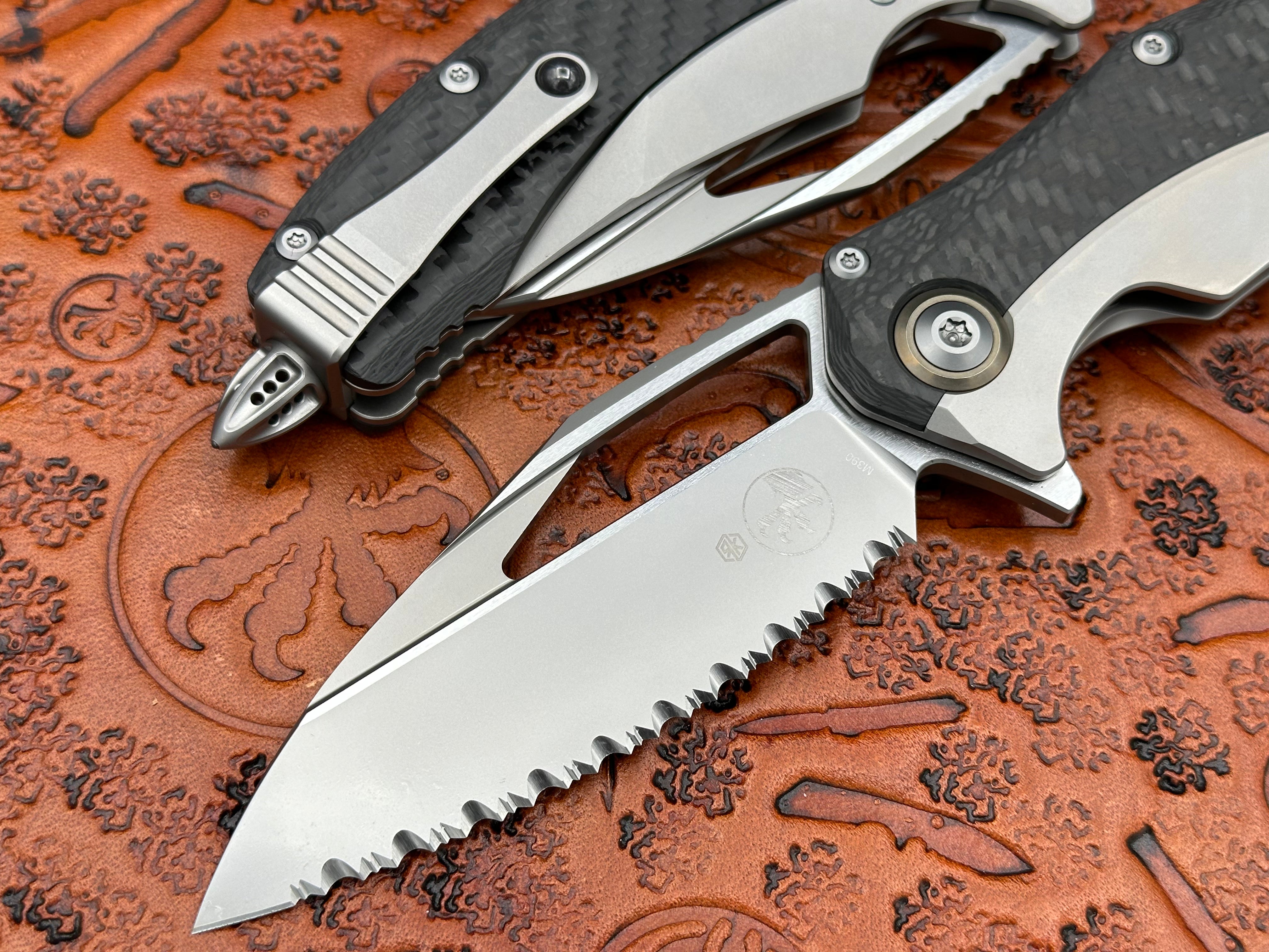 Microtech Matrix Bead Blast Full Serrated Titanium Carbon Fiber Scales & Bronze Ti Pivot Collar 165C-9 CFTI - Tristar Edge