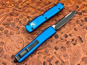 Microtech Ultratech Single Edge Partial Serrated Blue 121-2 BL - Tristar Edge