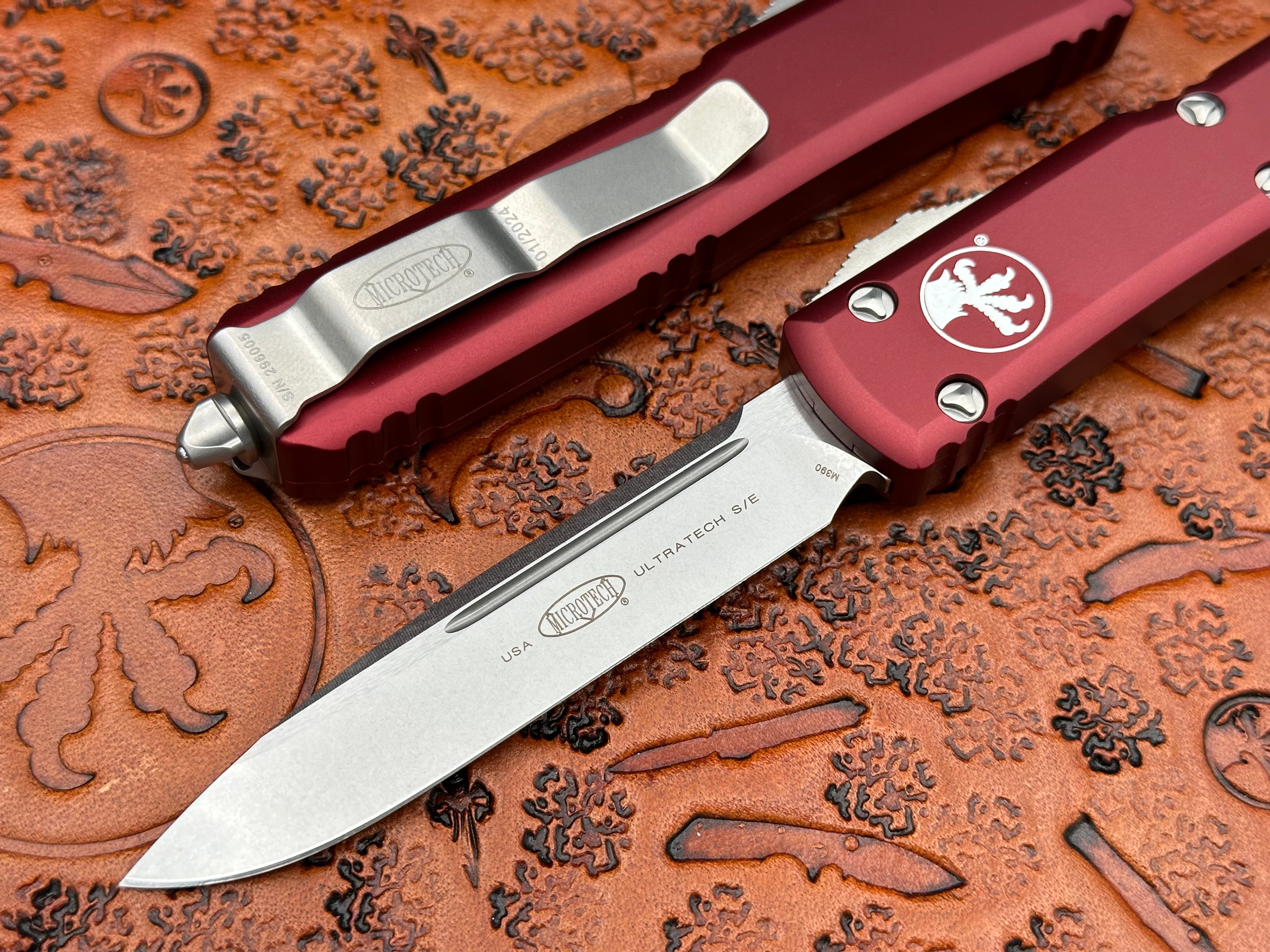 Microtech Ultratech Merlot Single Edge Stonewash Standard 121-10 MR - Tristar Edge