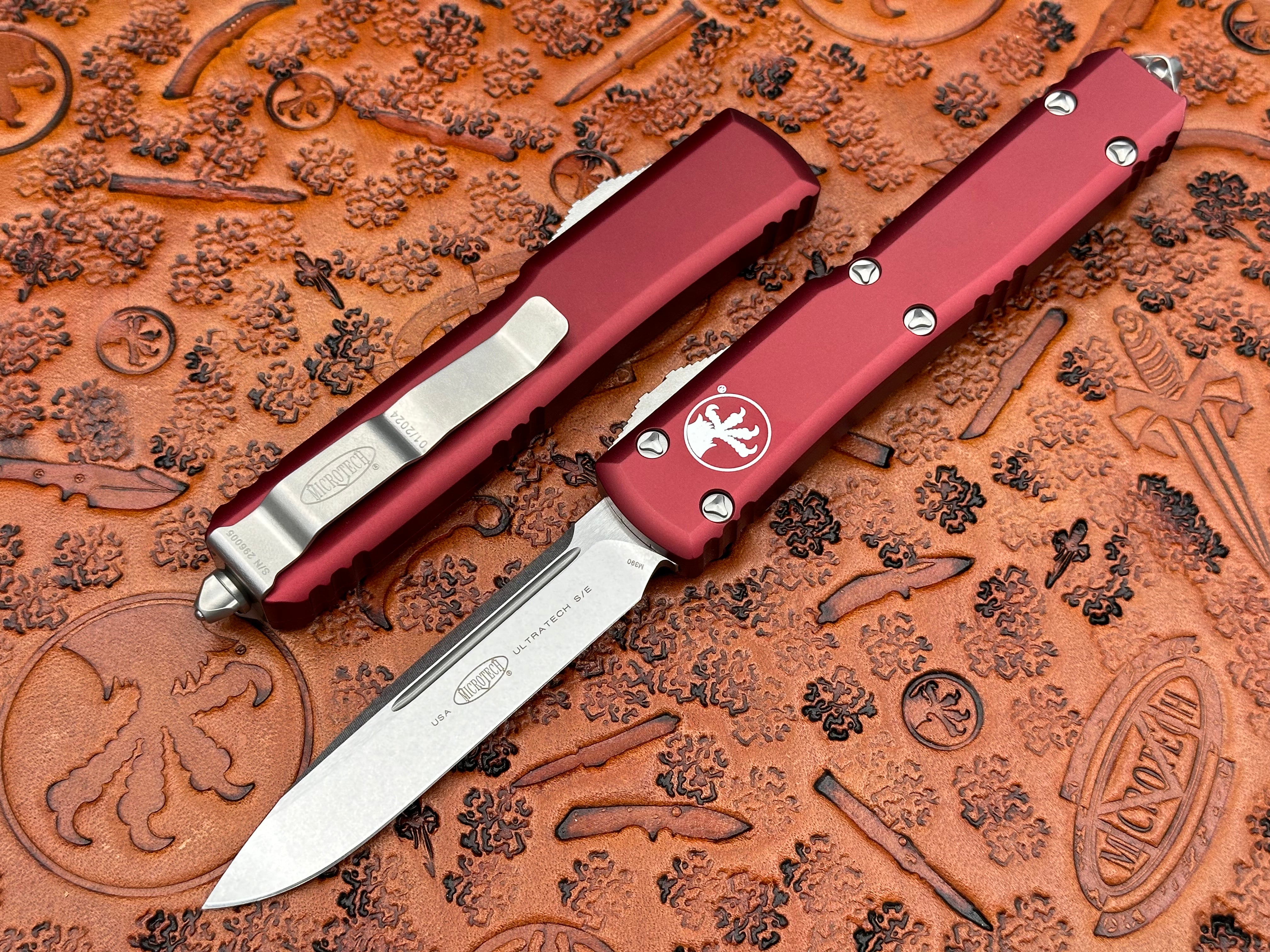 Microtech Ultratech Merlot Single Edge Stonewash Standard 121-10 MR - Tristar Edge