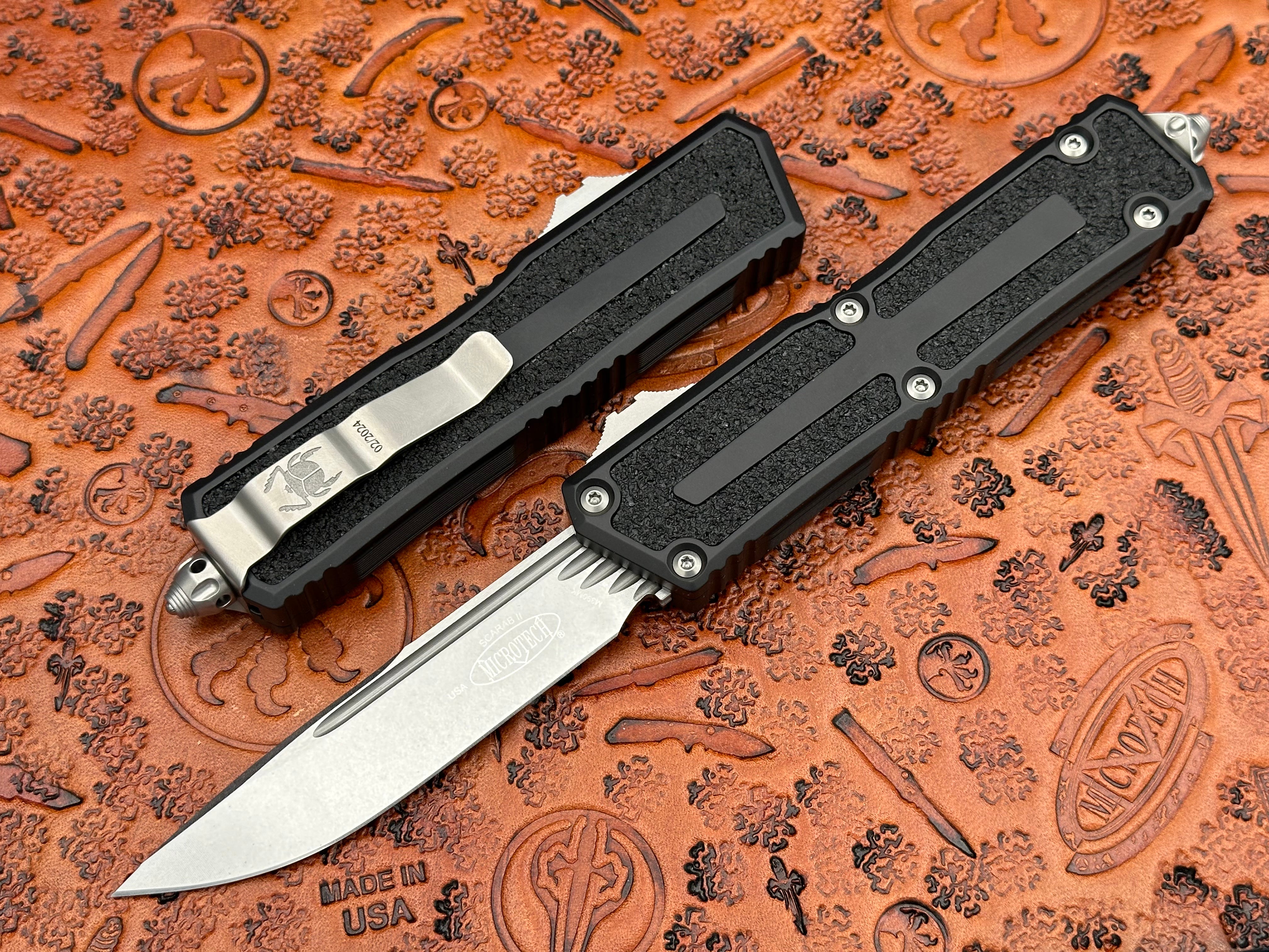Microtech Scarab II Single Edge Gen III Stonewash Standard 1278-10 - Tristar Edge