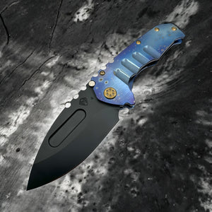 Medford Knife Praetorian T S45VN DLC DP Blade, Brsh/Galaxy Flm Handle, Blue Spring, Bronze HW, Brsh/Galaxy Flm Clip, DLC Breaker - Tristar Edge