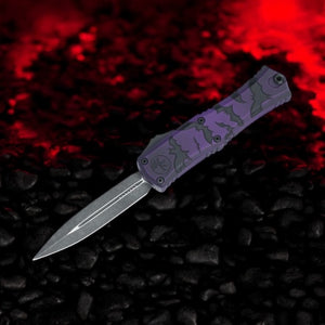 Microtech Mini Hera II D/E Purple & Black Bats Handle 1702M-1HWBAS - Tristar Edge