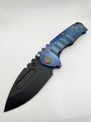 Medford Knife Praetorian T S45VN DLC DP Blade, Brsh/Galaxy Flm Handle, Blue Spring, Bronze HW, Brsh/Galaxy Flm Clip, DLC Breaker - Tristar Edge