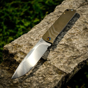 Medford Knife Antik S45VN Tumbled DP Blade, Bronze Handles, Flm HW/Clip, Std Breaker - Tristar Edge