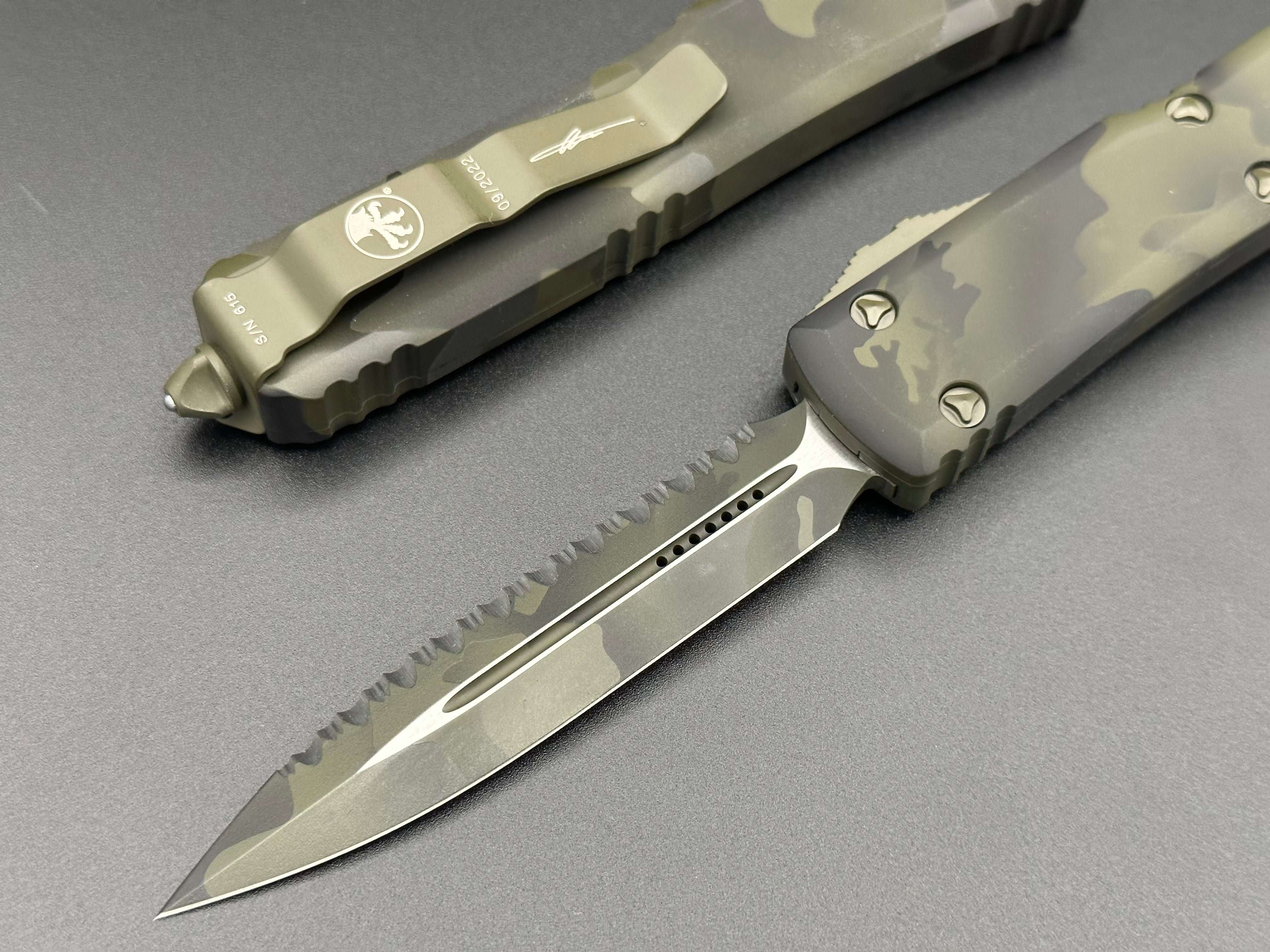 Ultratech D/E Olive Camo Full Serrated 122-3 OCS - Tristar Edge