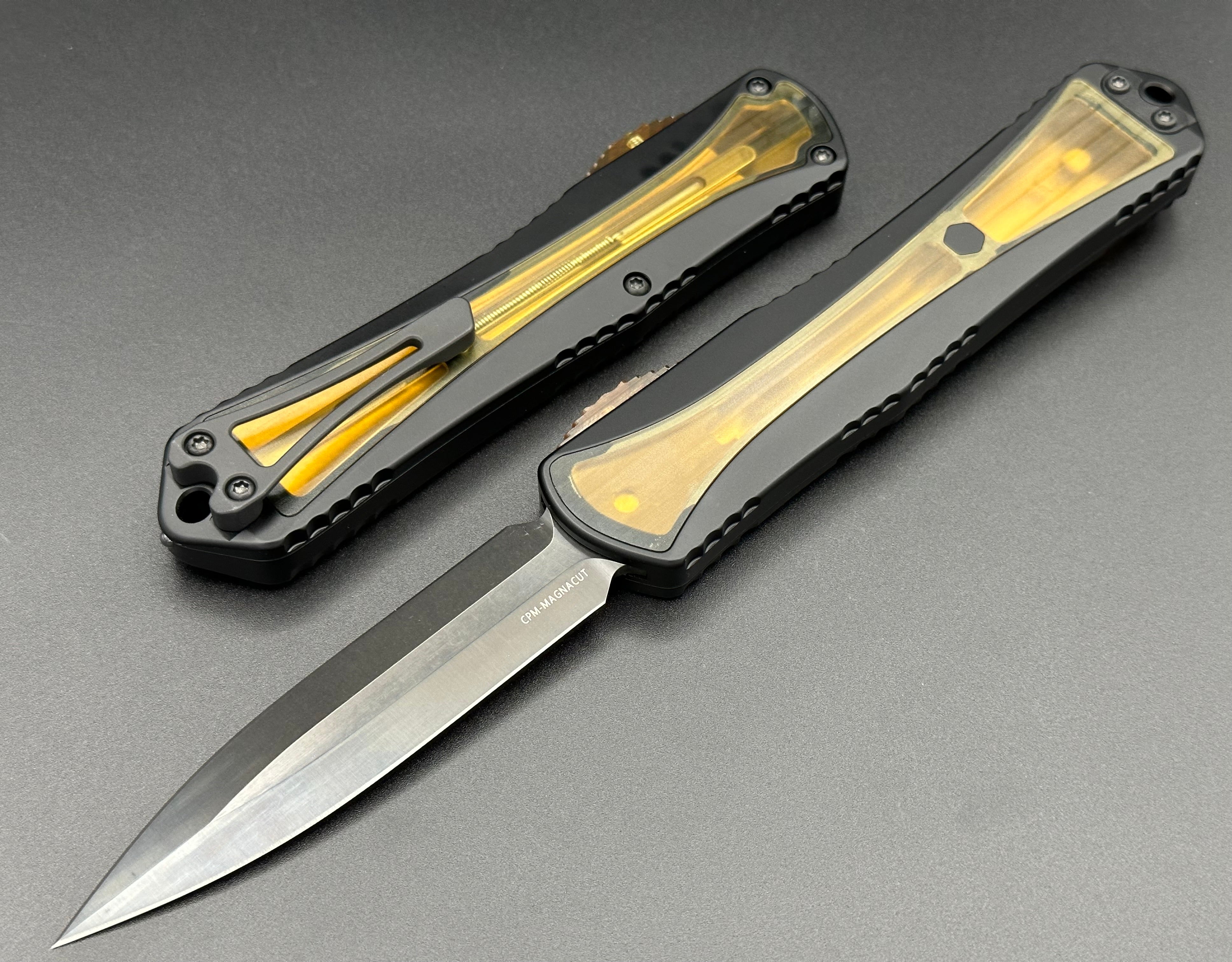 Heretic Knives Manticore X Double Edge DLC Ultem Inlay H032-6A-ULTEM - Tristar Edge