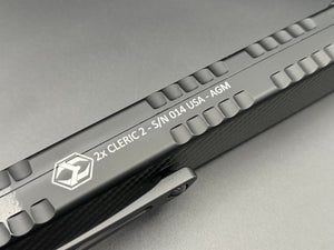 Heretic Knives Giant 2X Cleric 2 DLC Double Edge w/ Carbon Fiber Inlay - Tristar Edge