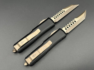 Microtech Knives UTX-85 Death Card Hellhound & Warhound Bronzed Apocalyptic Set 719-13SETDCS - Tristar Edge