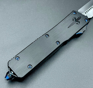 Marfione Custom Scarab II DES Hand Rubbed Satin M390 Hefted Black Alloy w/ Blue Ringed Titanium Hardware S/N 009 - Tristar Edge