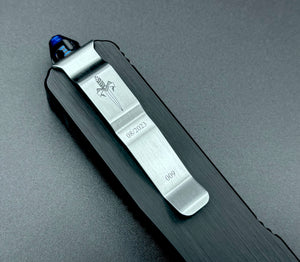 Marfione Custom Scarab II DES Hand Rubbed Satin M390 Hefted Black Alloy w/ Blue Ringed Titanium Hardware S/N 009 - Tristar Edge