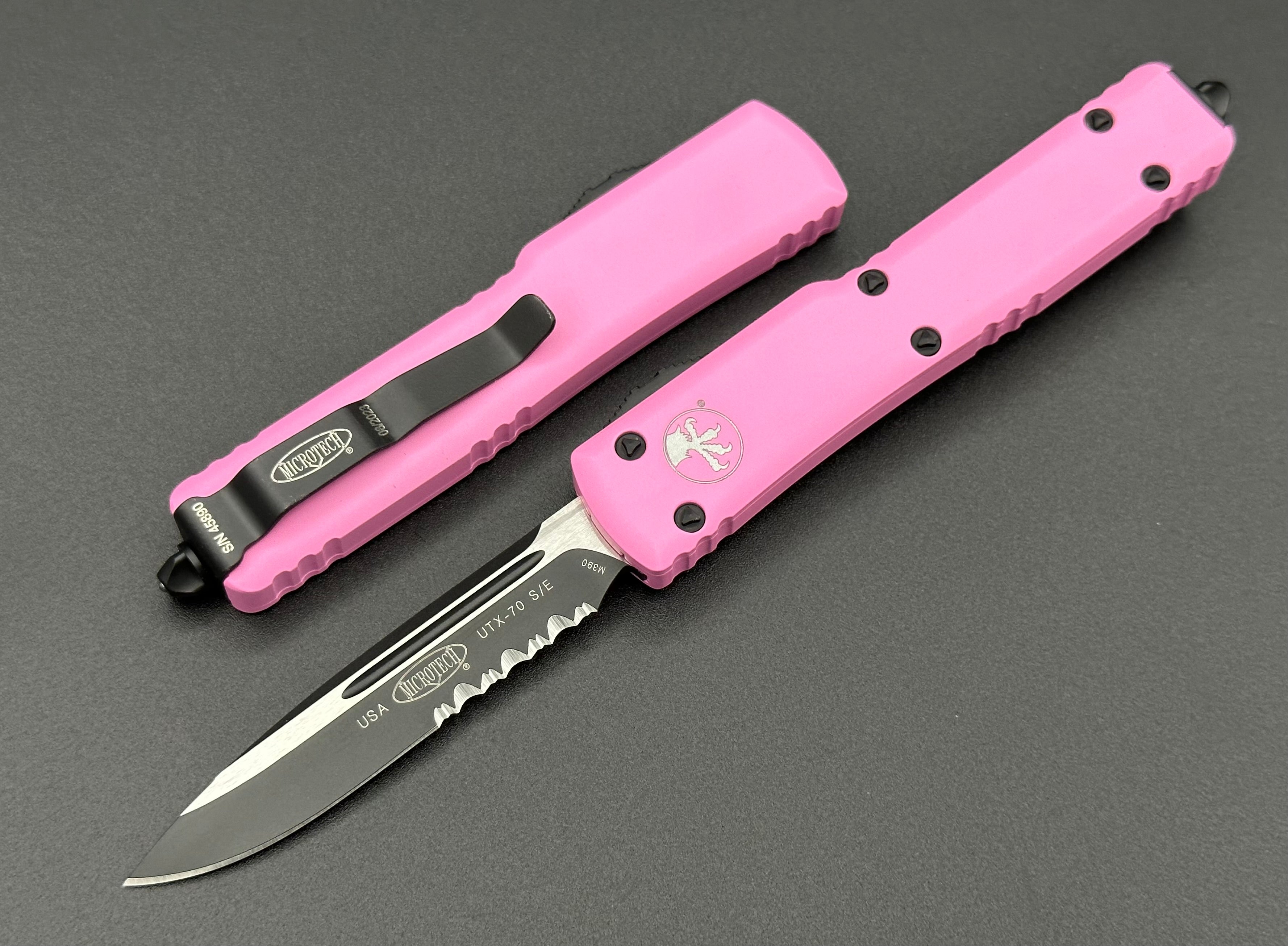 Microtech UTX-70 Single Edge Pink Partial Serrated 148-2 BPK - Tristar Edge