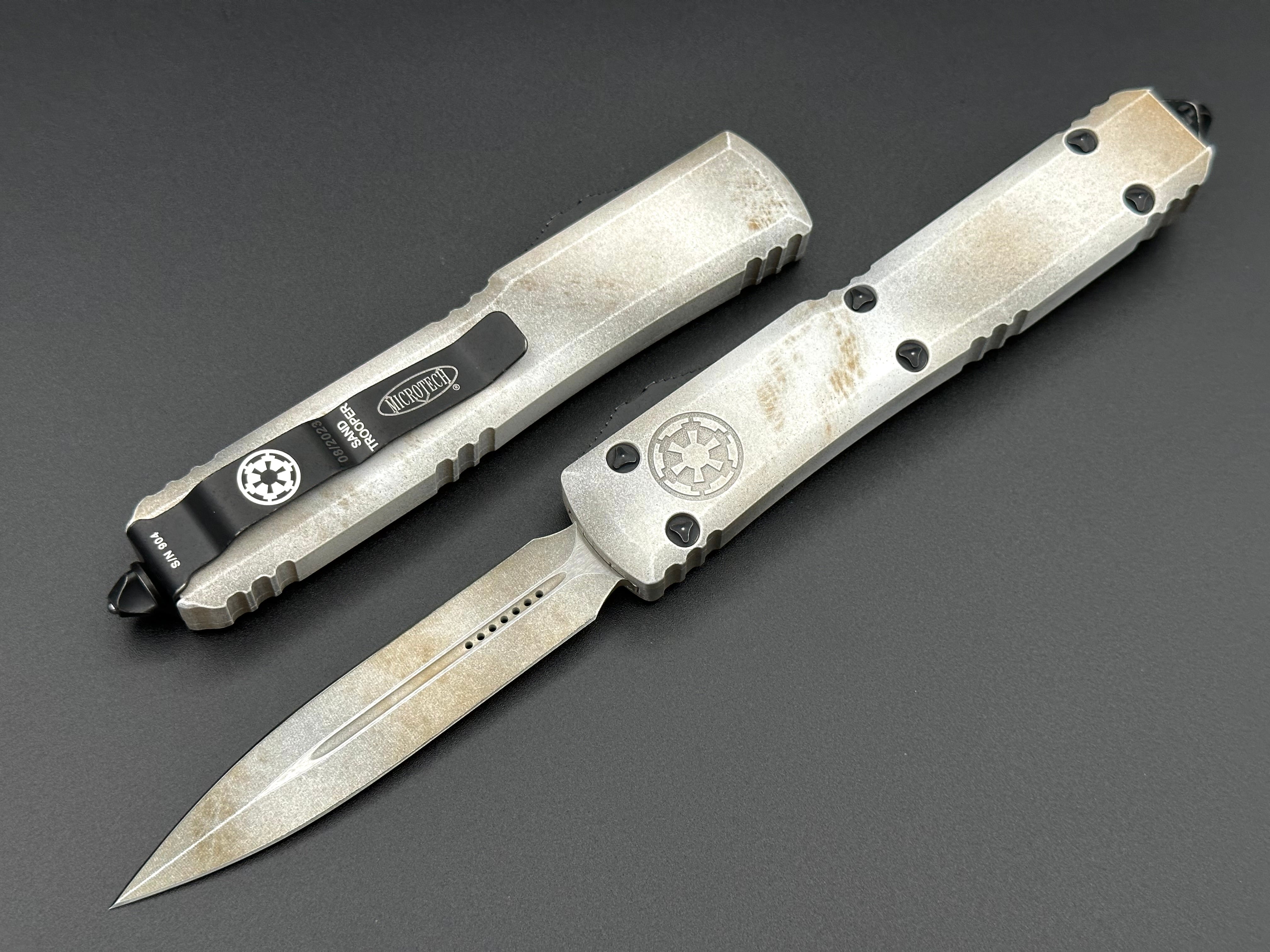 Microtech Ultratech Double Edge Sandtrooper Deep Engraved Standard 122-1 SAD - Tristar Edge