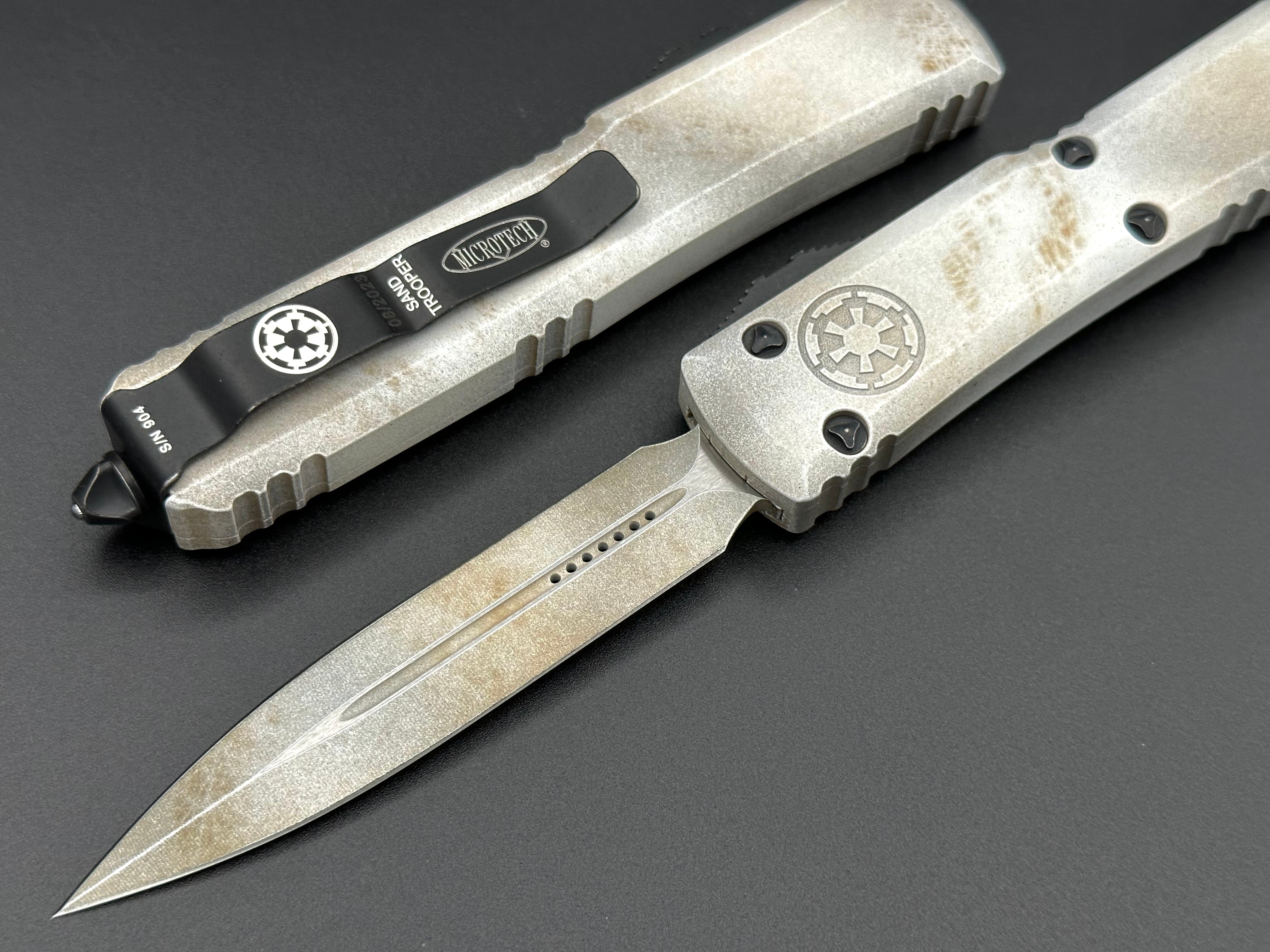 Microtech Ultratech Double Edge Sandtrooper Deep Engraved Standard 122-1 SAD - Tristar Edge