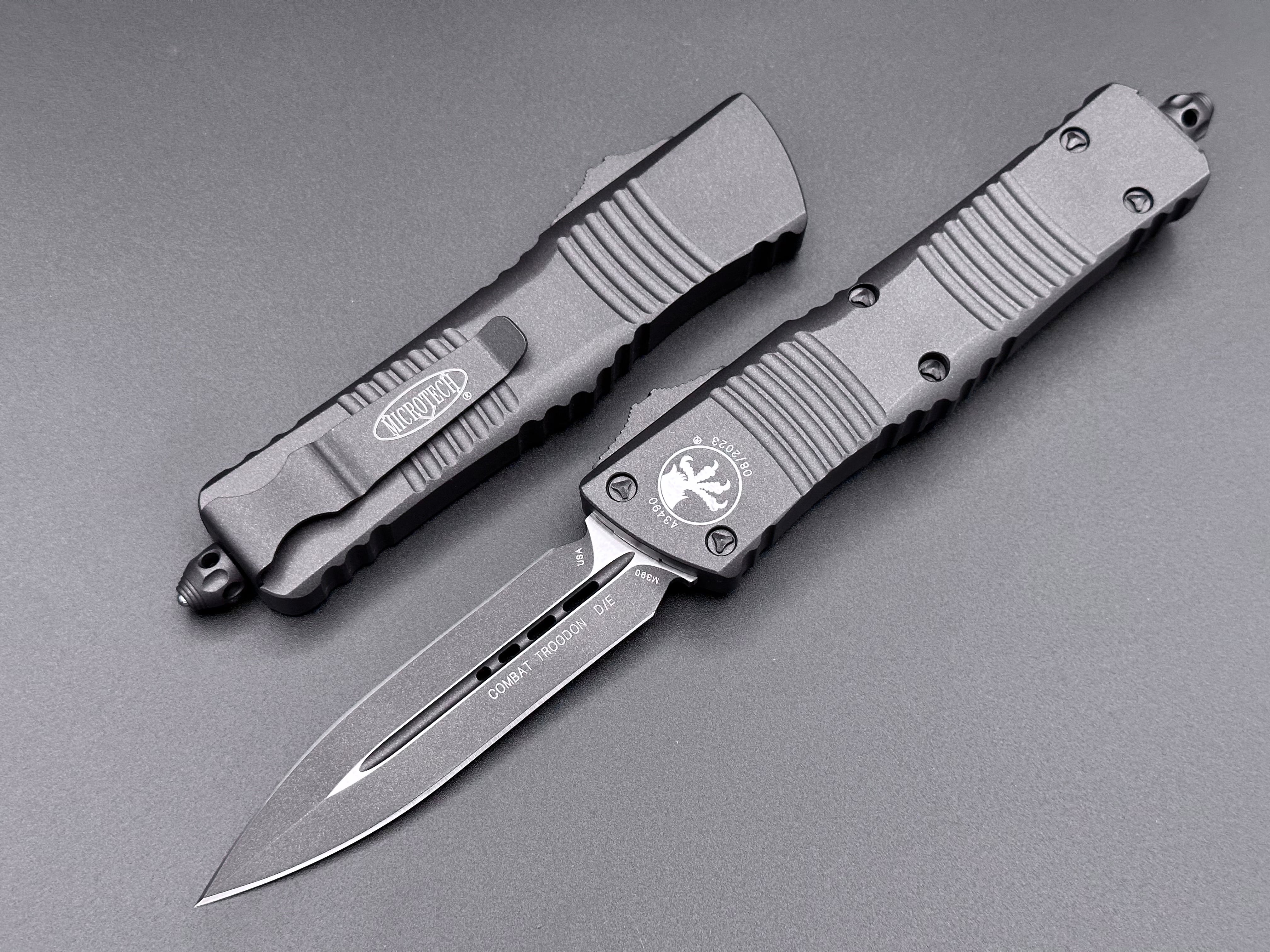 Microtech Combat Troodon Double Edge Cerakote Dark Tungsten Standard 142-1 CDT - Tristar Edge