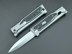 Reate EXO-M Gravity Knife Marble Carbon Fiber Double Edge - Tristar Edge