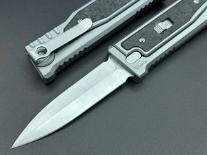 Reate EXO-M Gravity Knife Marble Carbon Fiber Double Edge - Tristar Edge