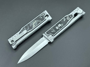 Reate EXO-M Gravity Knife Burl Linen Camo Double Edge - Tristar Edge