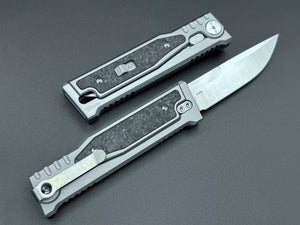 Reate EXO-M Gravity Knife Marble Carbon Fiber Single Edge - Tristar Edge