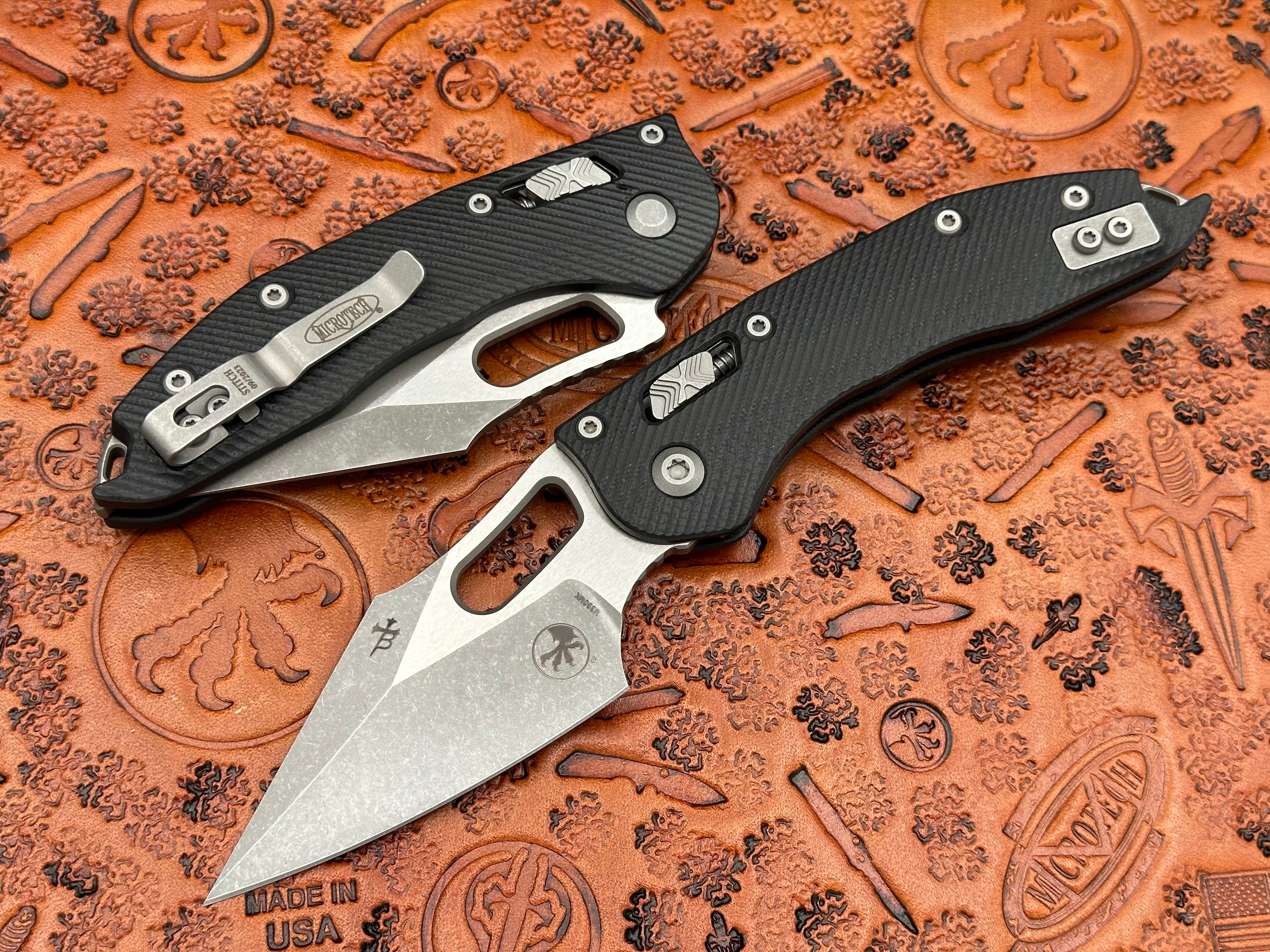 Microtech Knives Stitch RAM-Lok Single Edge Fluted G-10 Black Apocalyptic Standard 169RL-10 APFLGTBK - Tristar Edge