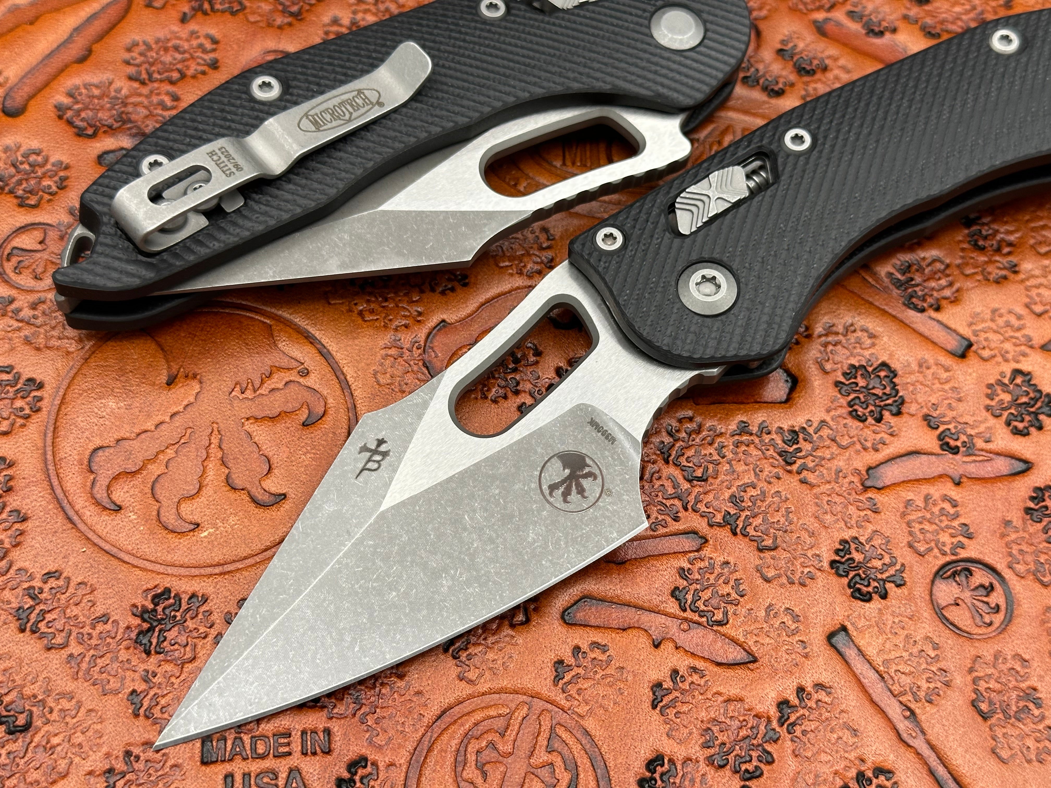 Microtech Knives Stitch RAM-Lok Single Edge Fluted G-10 Black Apocalyptic Standard 169RL-10 APFLGTBK - Tristar Edge