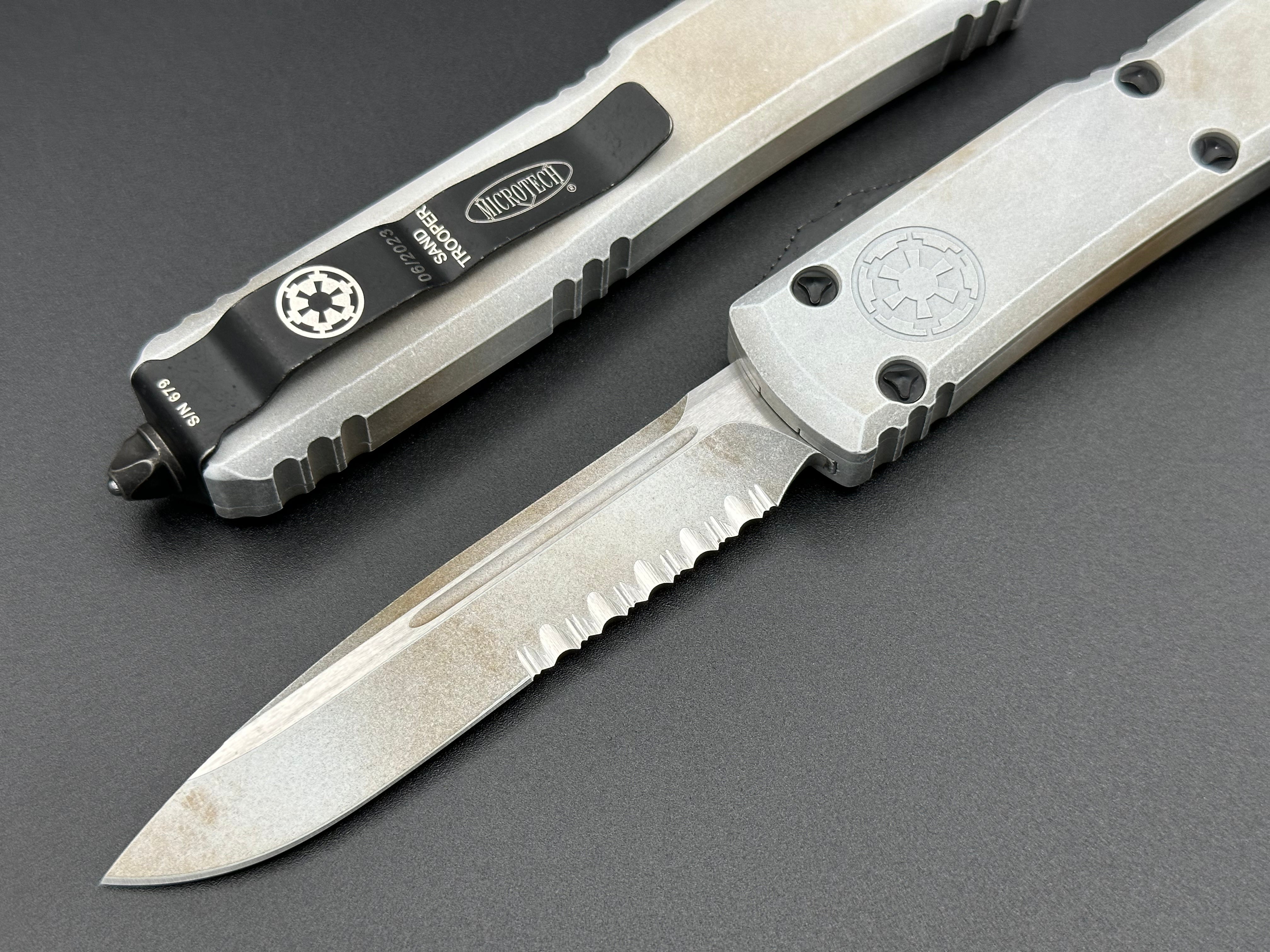 Microtech Knives Ultratech Single Edge Part Serrated Sand Trooper 121-2SAD - Tristar Edge
