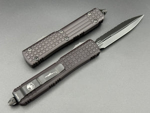 Microtech Knives Ultratech Delta Frag D/E Full Serrated DLC Fluted, DLC Hardware, Nickel Boron Internals 122-3UT-DS - Tristar Edge