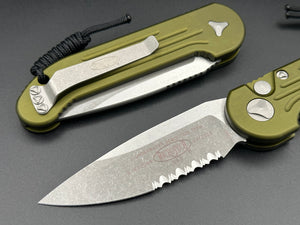 Microtech LUDT OD Green Apocalyptic Part Serrated 135-11APOD - Tristar Edge