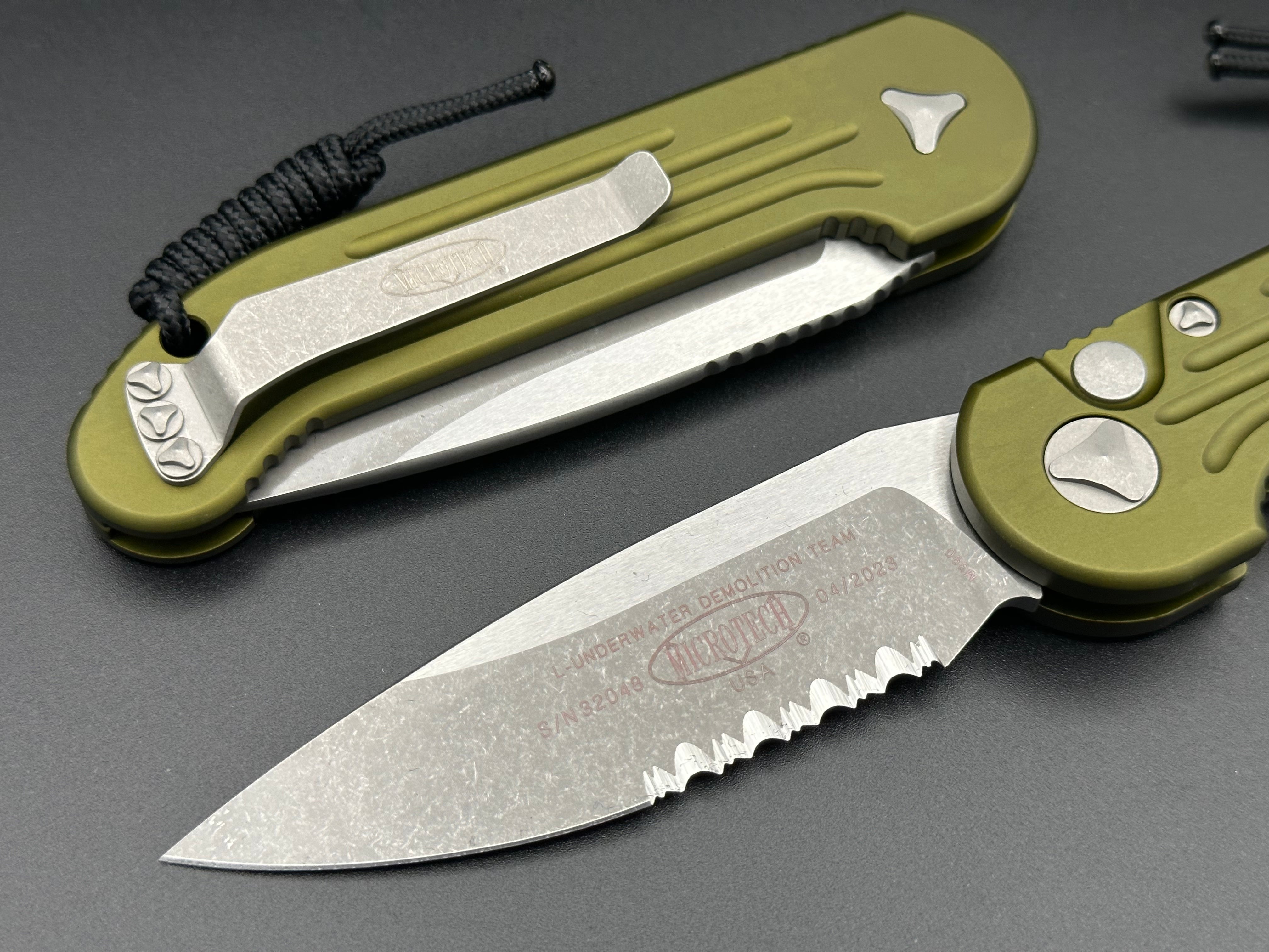 Microtech LUDT OD Green Apocalyptic Part Serrated 135-11APOD - Tristar Edge