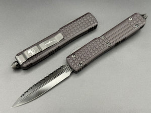 Microtech Knives Ultratech Delta Frag D/E Full Serrated DLC Fluted, DLC Hardware, Nickel Boron Internals 122-3UT-DS - Tristar Edge