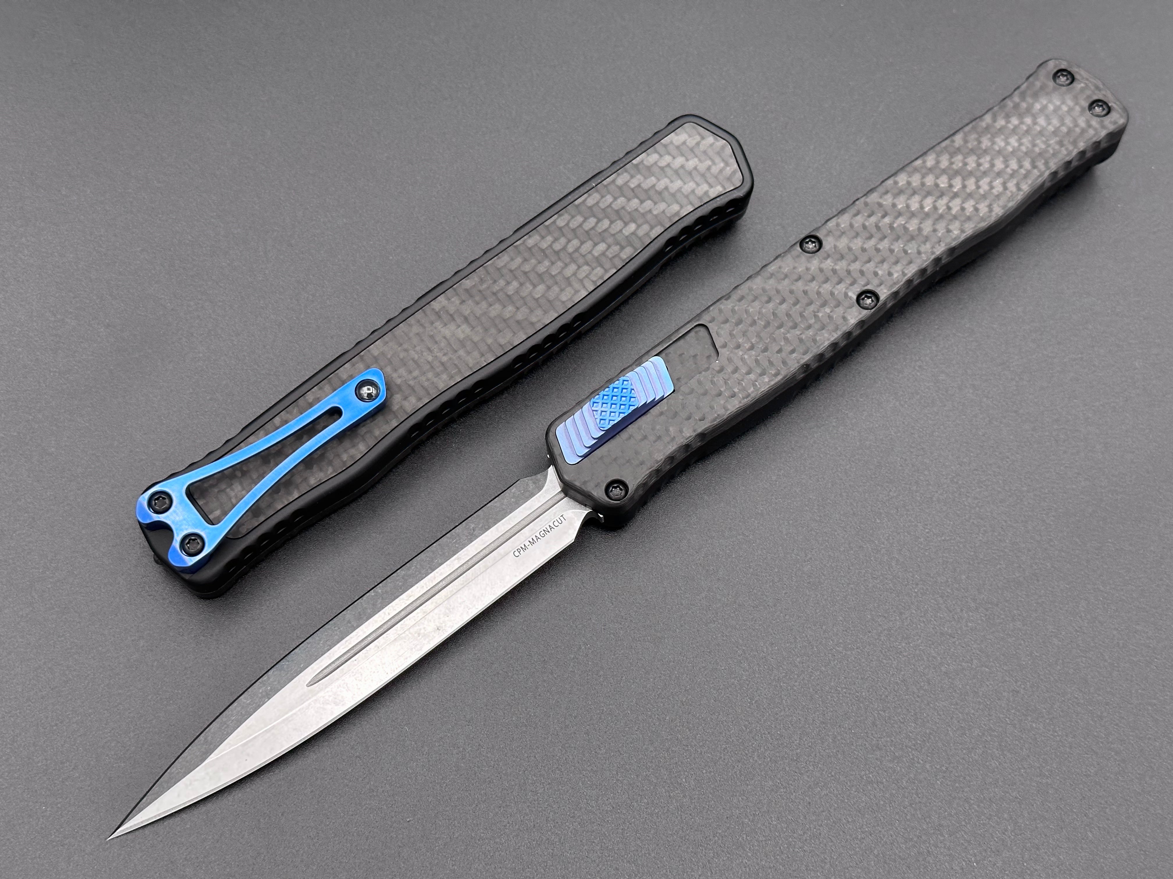 Heretic Knives Cleric II Carbon Fiber top/CF Inlay, Stonewash Double E