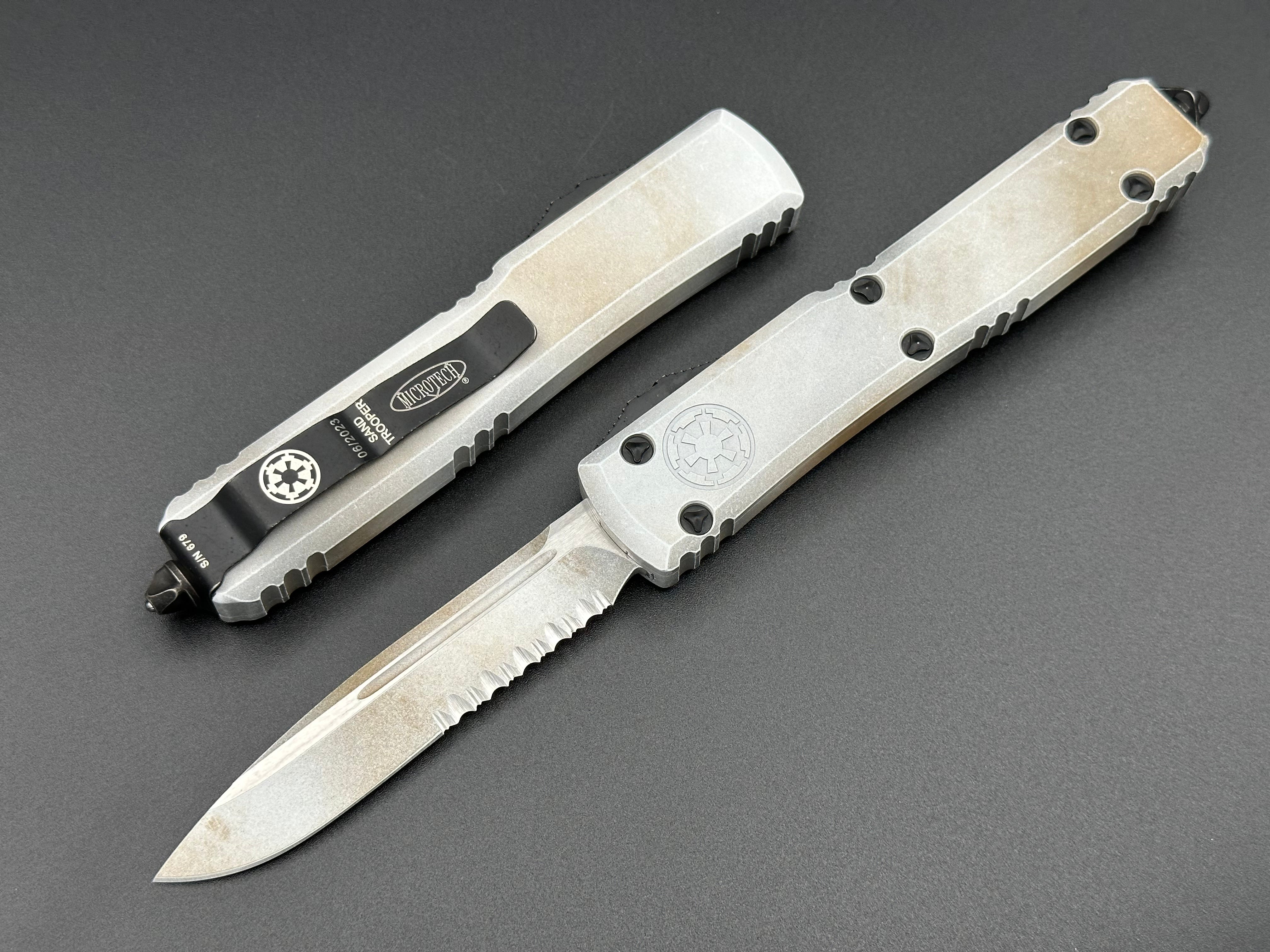 Microtech Knives Ultratech Single Edge Part Serrated Sand Trooper 121-2SAD - Tristar Edge