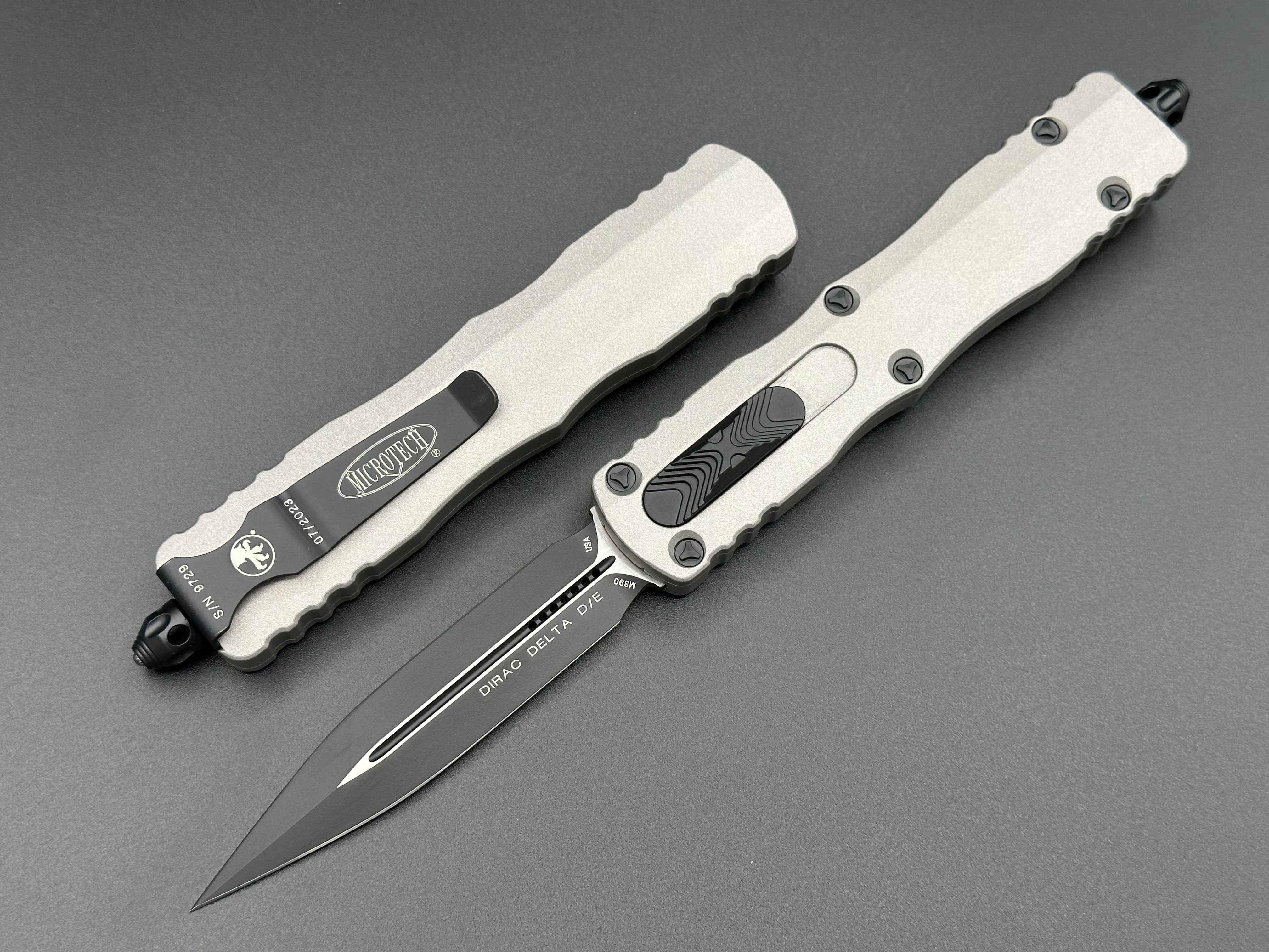Microtech Knives Dirac Delta Double Edge Titanium Gray 227-1 TG - Tristar Edge