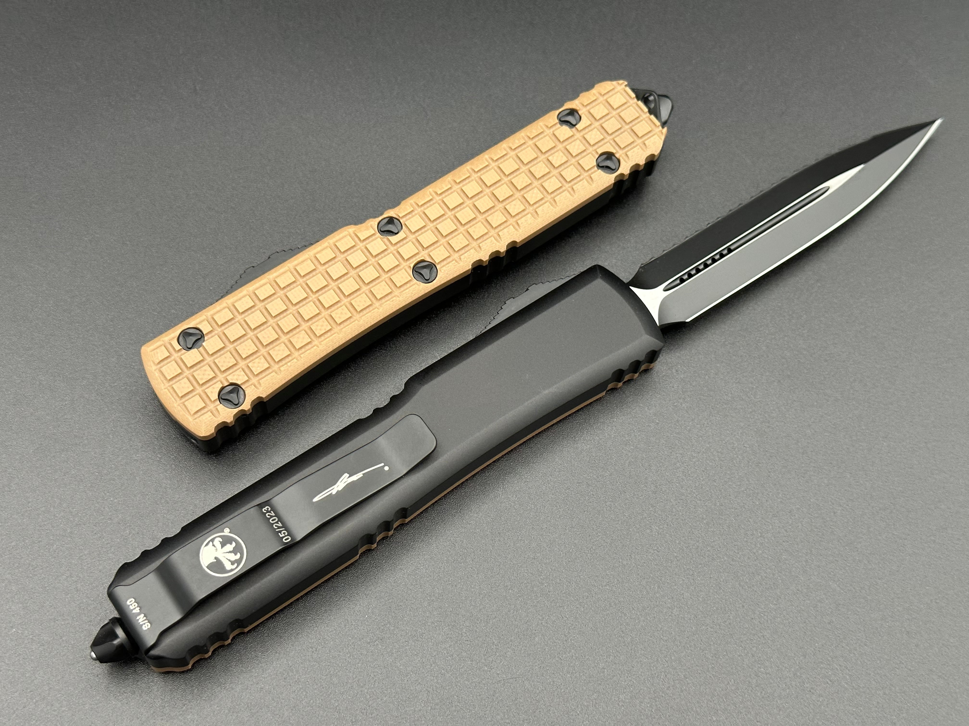 Microtech Knives Ultratech D/E Tan Frag G-10 Top 122-3 FRGTTAS - Tristar Edge