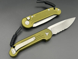 Microtech LUDT OD Green Apocalyptic Part Serrated 135-11APOD - Tristar Edge