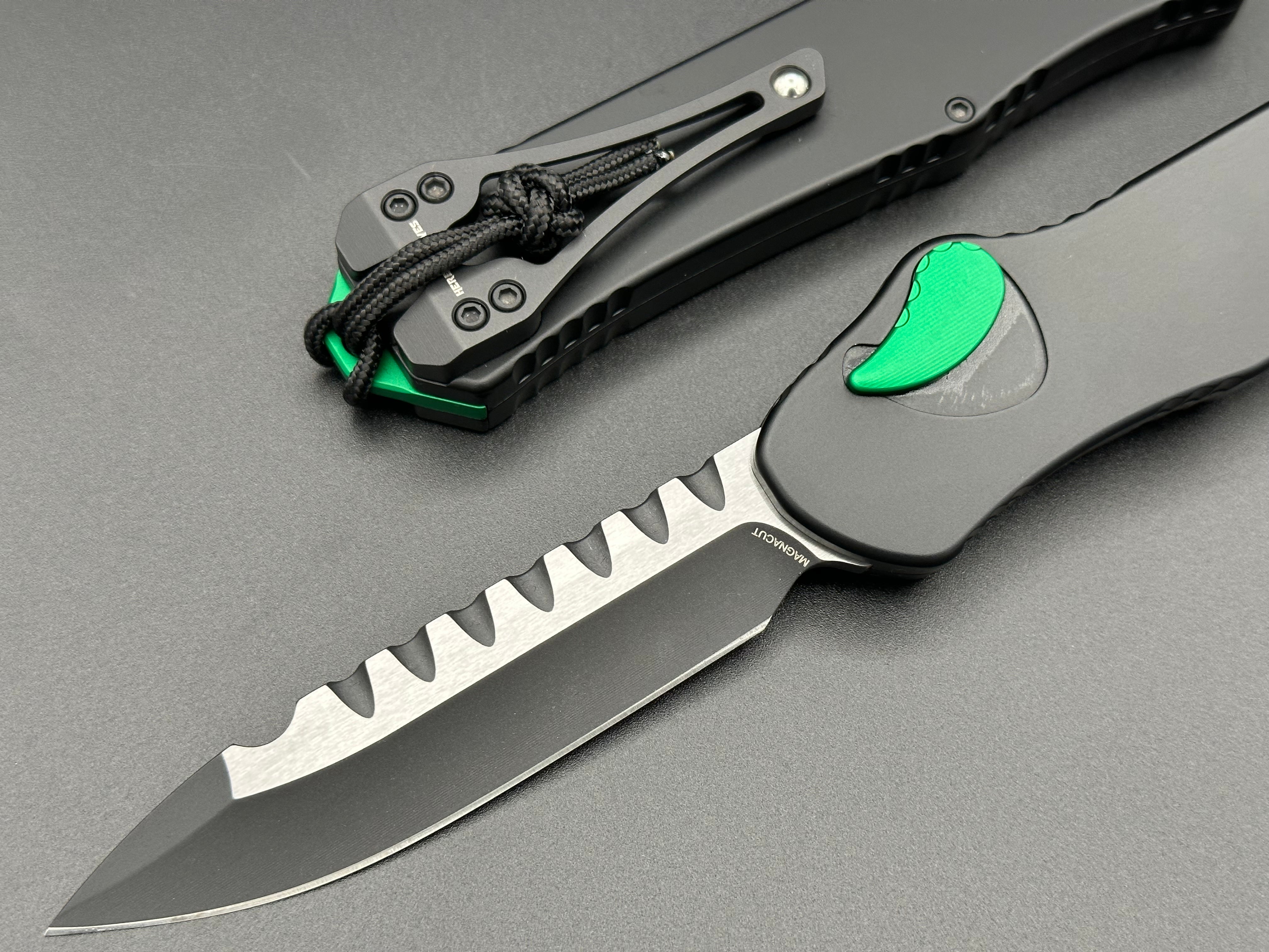 Heretic Knives Hydra V3 Single Edge Two Tone Green Accents H007-10A-BLK/GRN - Tristar Edge