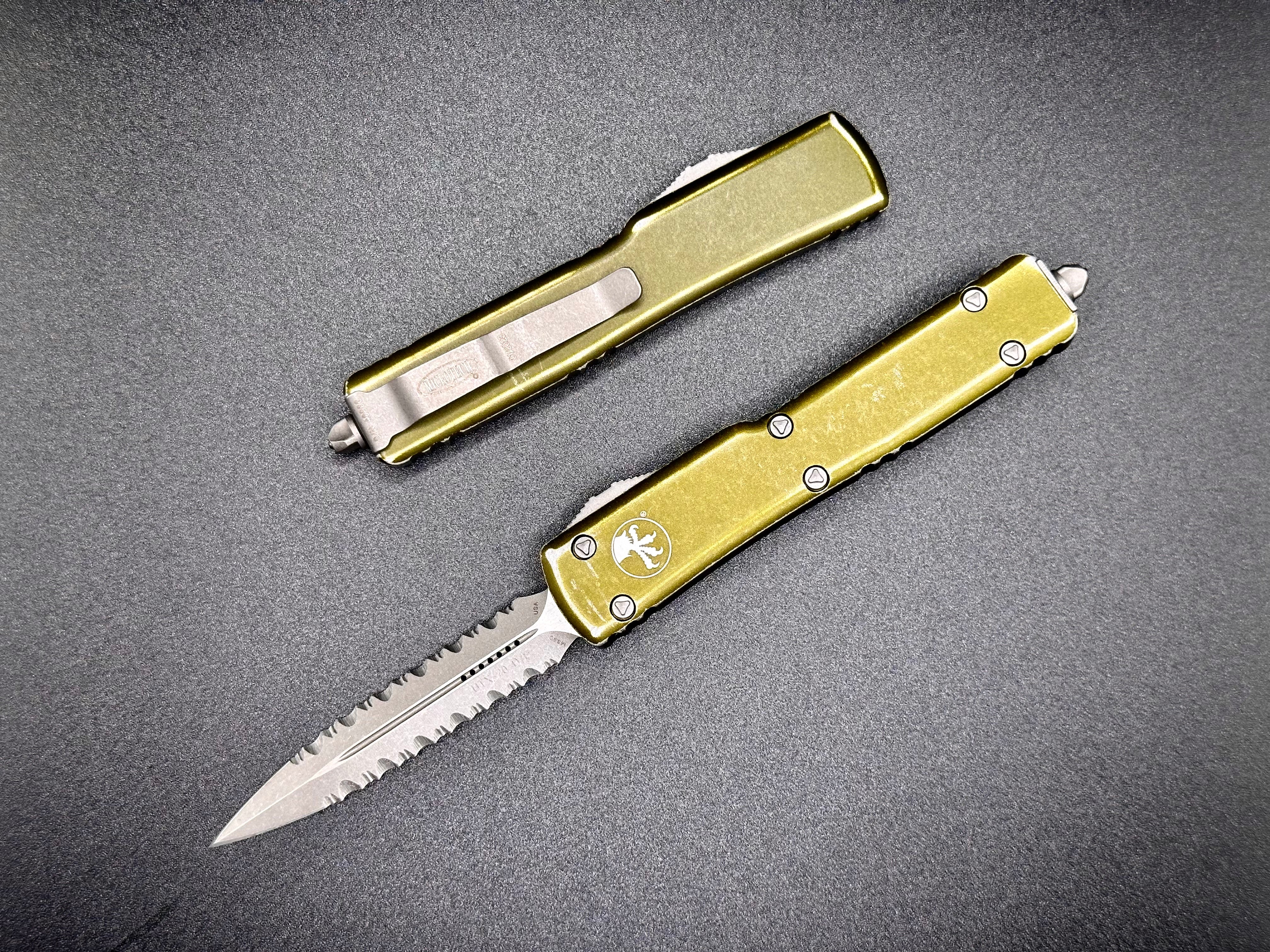 UTX-70 Double Edge Double Full Serrated Apocalyptic Distressed OD Green 147-D12DOD - Tristar Edge
