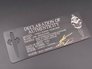 Marfione Custom Combat Troodon Double Edge Mirror Polish - Tristar Edge