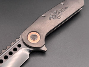 Marfione Custom Warhound DLC Diamond Wash Finish, DLC Stonewash 6AL4V Titanium - Tristar Edge